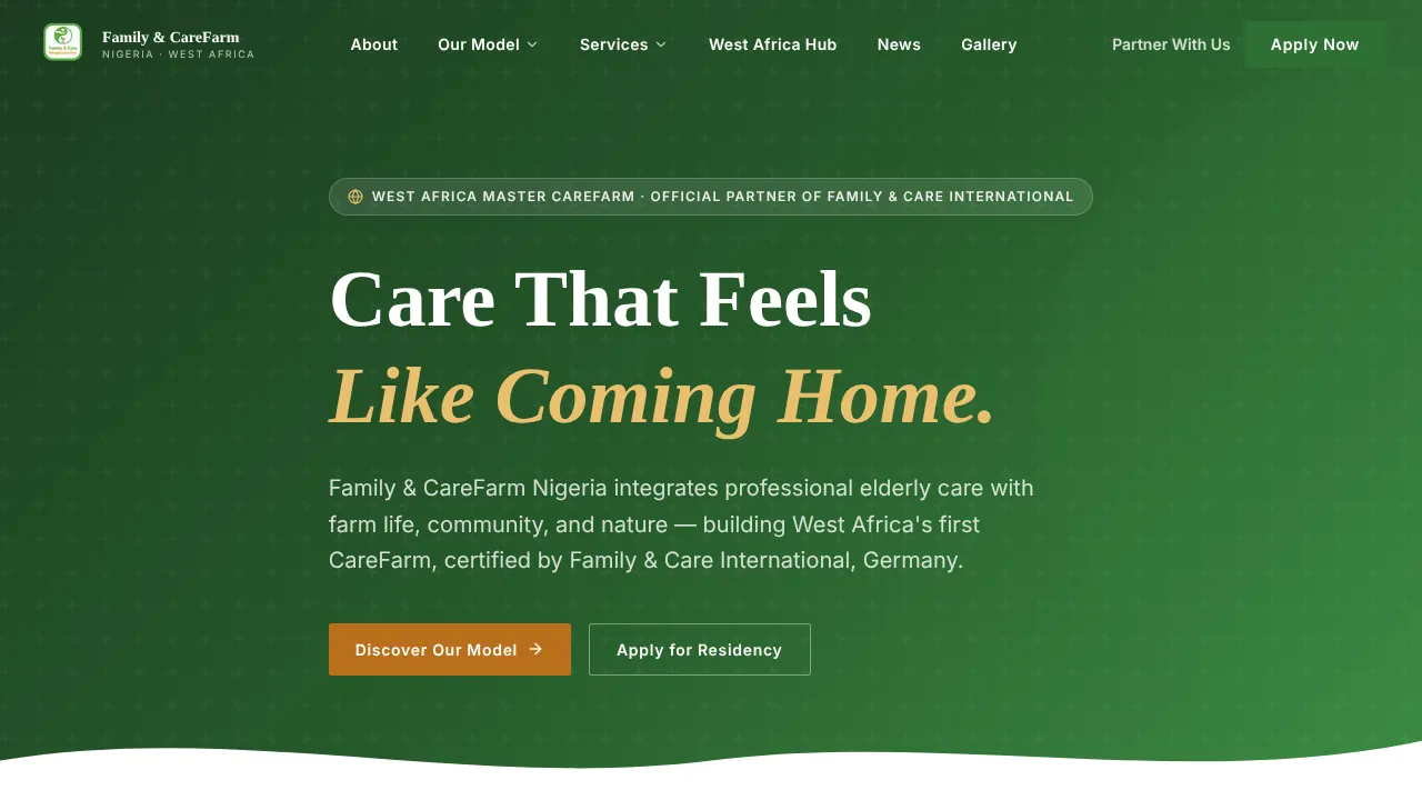 Family and CareFarm Nigeria website